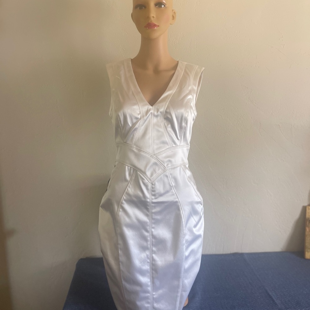 Bebe cream satin dress size 6 New